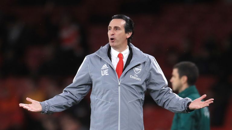 Arsenal manager Unai Emery during the UEFA Europa League Group F match at the Emirates Stadium, London.