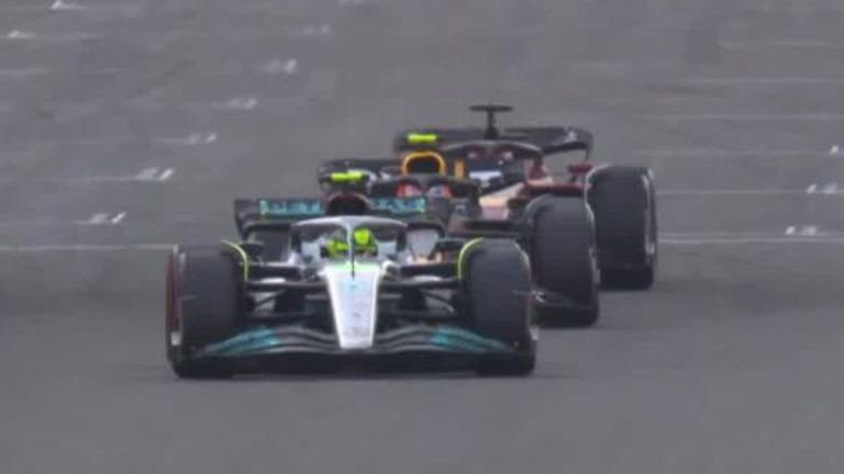 Watch Lewis Hamilton, Sergio Perez and Charles Leclerc produce an incredible wheel-to-wheel fight for P2 at the British Grand Prix