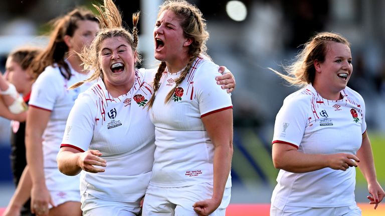 Simon Middleton and Sarah Hunter give their reaction after England booked their place in the Women's Rugby World Cup final