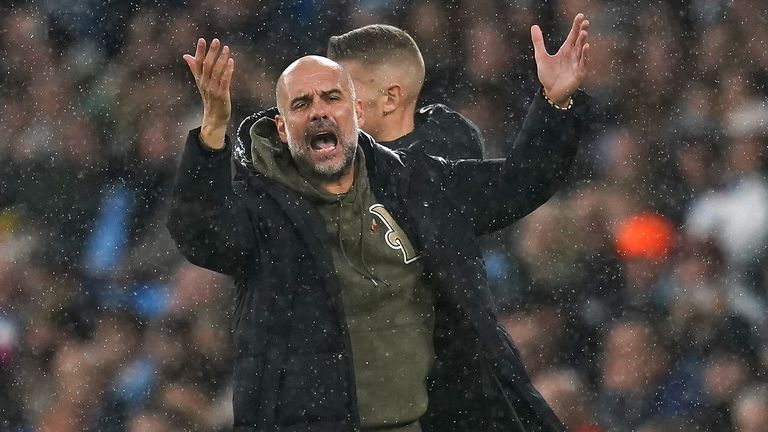 Pep Guardiola shows his frustration