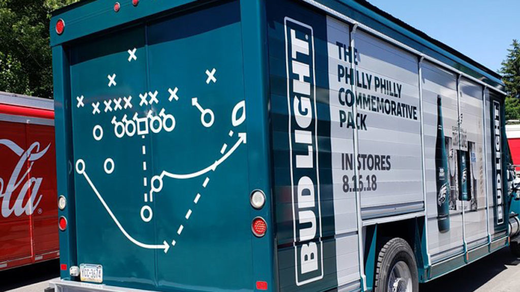 A schematic of the Eagles' Super Bowl-winning Philly Special play on a beer truck