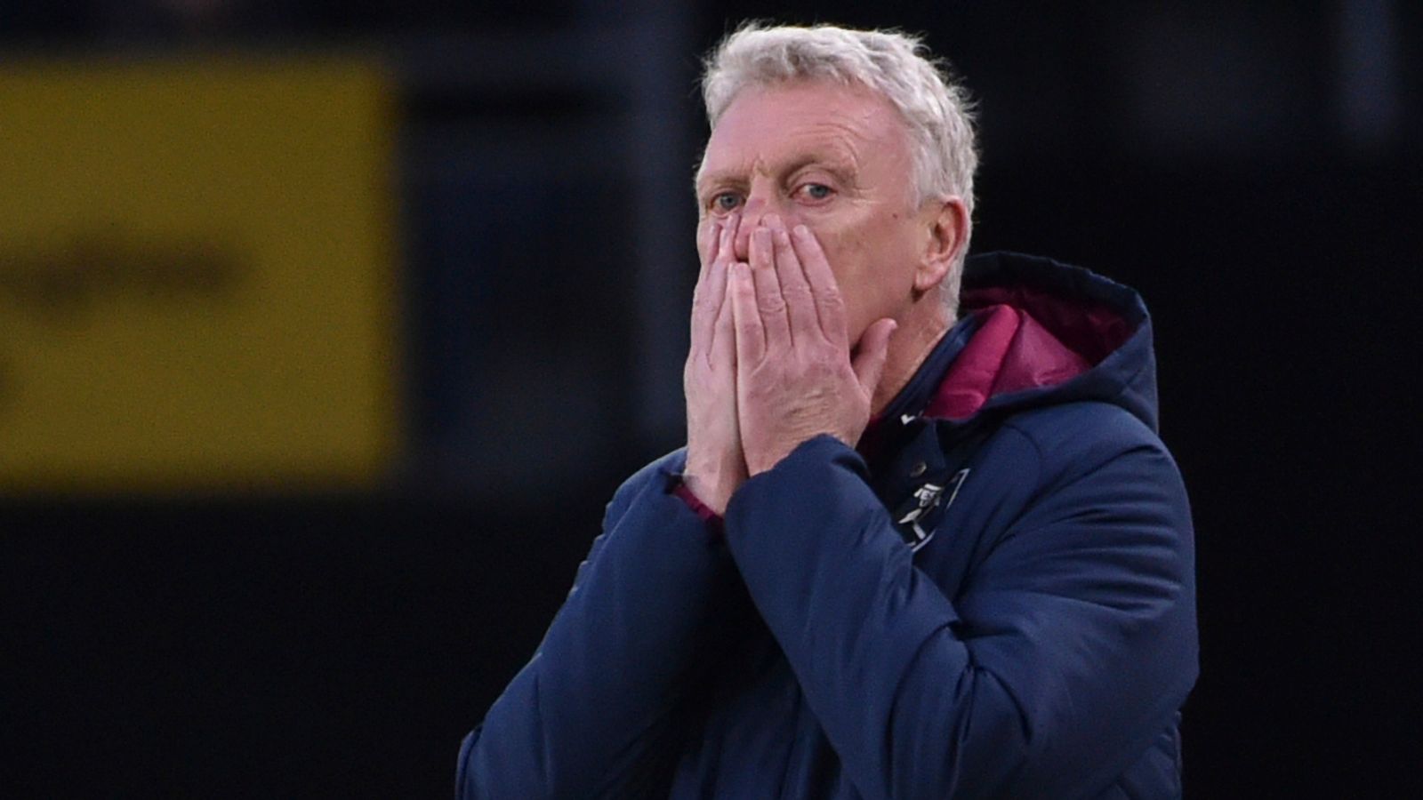 West Ham's David Moyes reacts as he watches