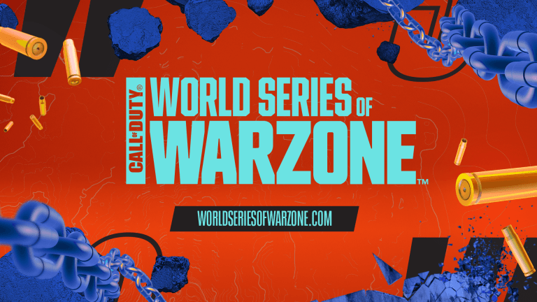 The World Series of Warzone logo on a orange, black, and blue background