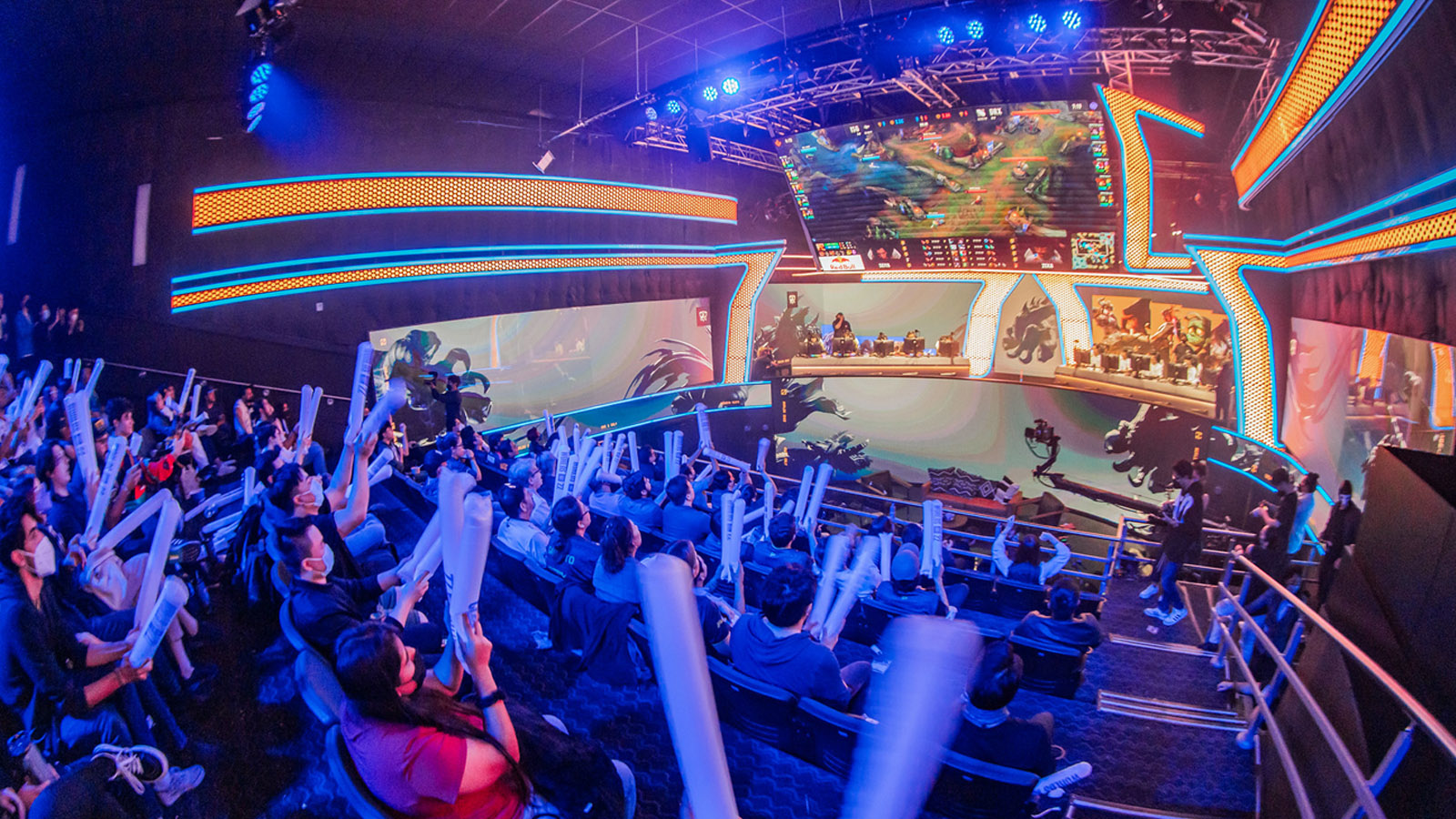 MEXICO CITY, MEXICO - OCTOBER 01: Fans cheer in the audience at the League of Legends World Championship Play-Ins stage on October 1, 2022 in Mexico City, Mexico.