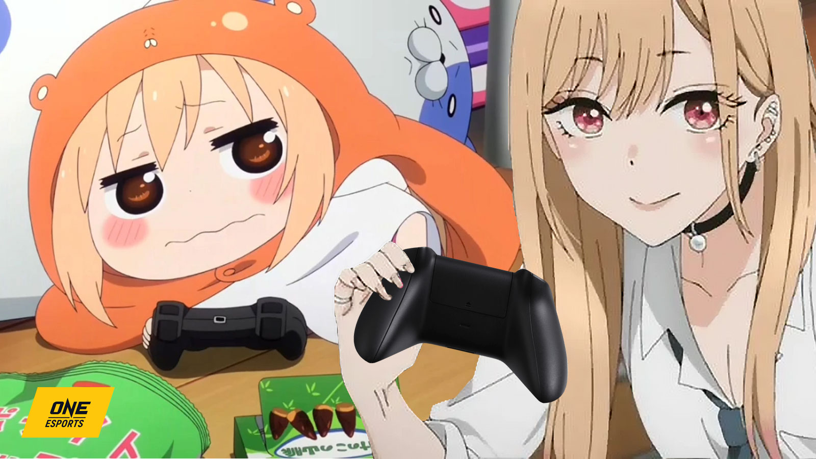 Anime gamer girls Umaru and Marin Kitagawa