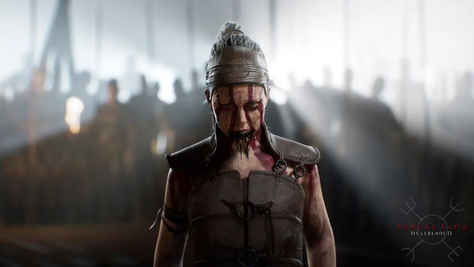 A preview of a bloodied Senua in Hellblade 2